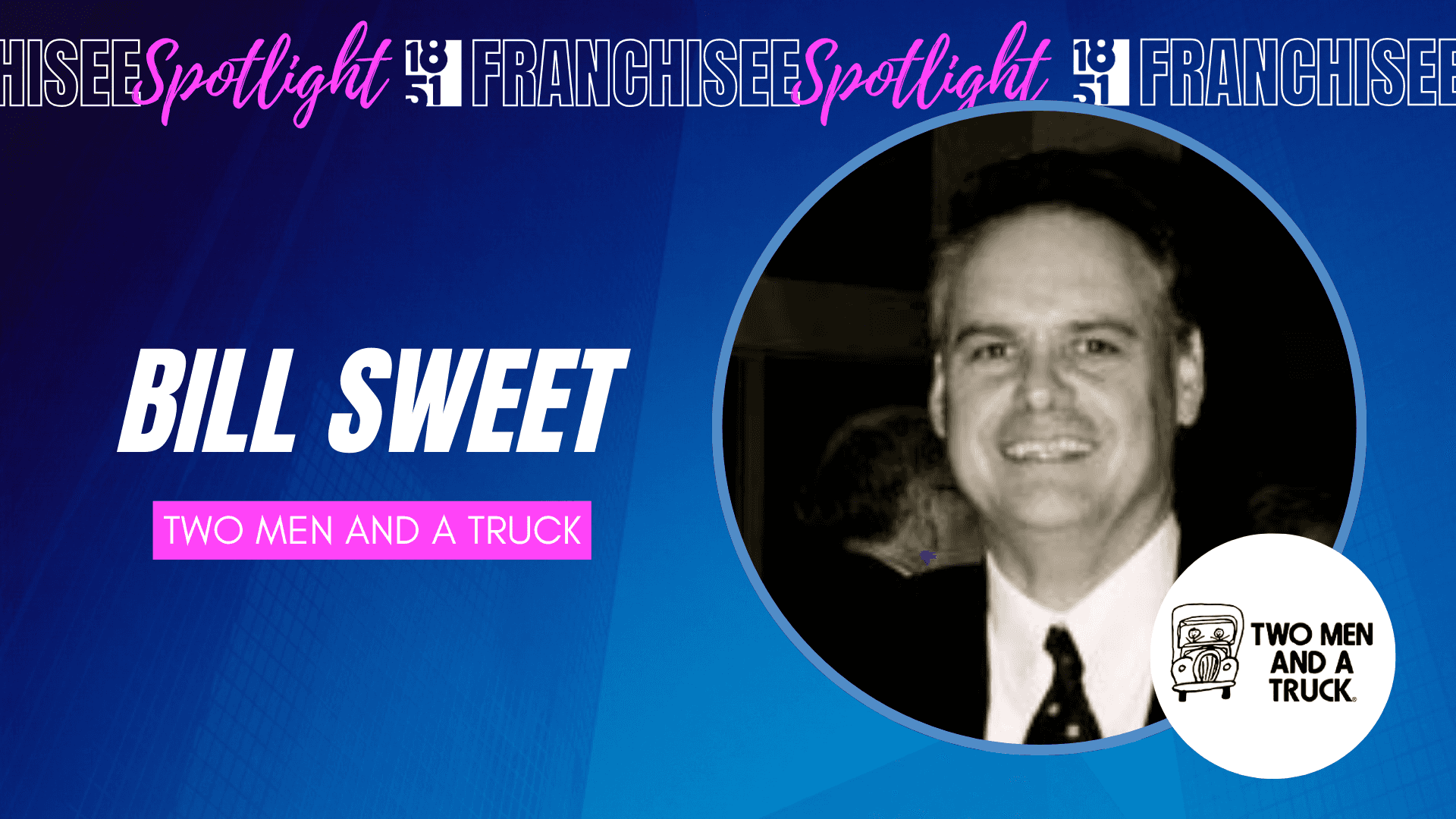 Insurance and Logistics Entrepreneur Launches TWO MEN AND A TRUCK® in Prospect, Connecticut, to Create Year-Round Stability 1851 Franchisee Spotlight graphic with photo of Bill Sweet, TWO MEN AND A TRUCK
